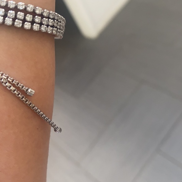 18k White Gold Diamond 4.17 ct Adjustable Slider Sliding Knot Tennis Bra… - Picture 8 of 10